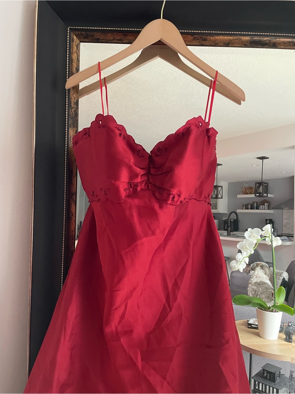 Rene Ruiz Strapless Red Scalloped Sweetheart Gown - Picture 3 of 5